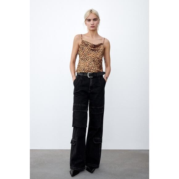 Zara Satin Effect Printed Chain Strap Cami - Picture 1 of 13